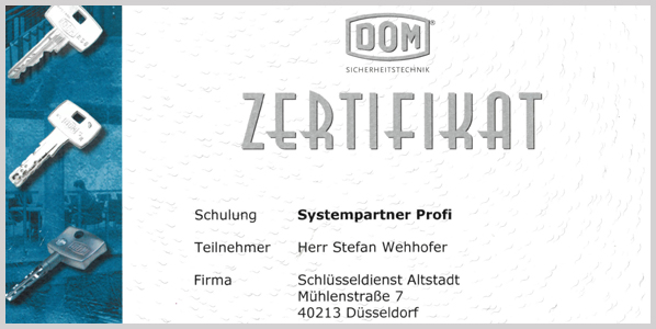 Zertifikat DOM