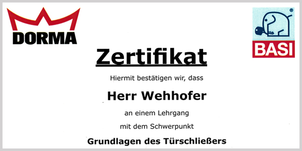Zertifikat Dorma